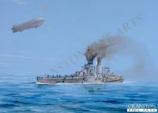 Battle of Jutland naval art post card German battleship SMS Seydlitz 1916