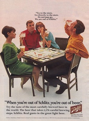1968 Schlitz Beer: Monopoly, Go To The Store Vintage Print Ad