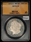 1879-S $1 Morgan Dollar Deep Mirror Proof-Like - ANACS MS 64 CAMEO DMPL - B5620