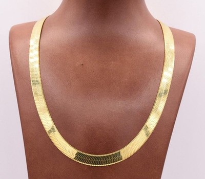 9mm Flexible Herringbone Chain Necklace 14K Yellow Gold-Plated Sterling Silver