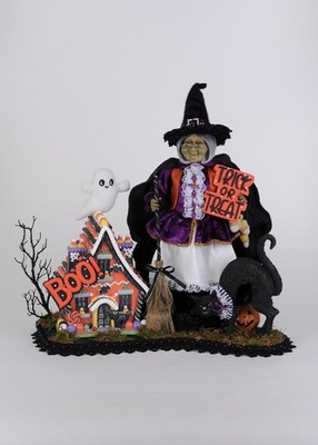 Lighted Haunted House Witch Black Cat Ghost Halloween Decor Karen Didion