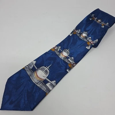 Steven Harris Necktie Mens Blue Propeller Airplane Aviation Pilot Retro Flight - Image 1 of 4