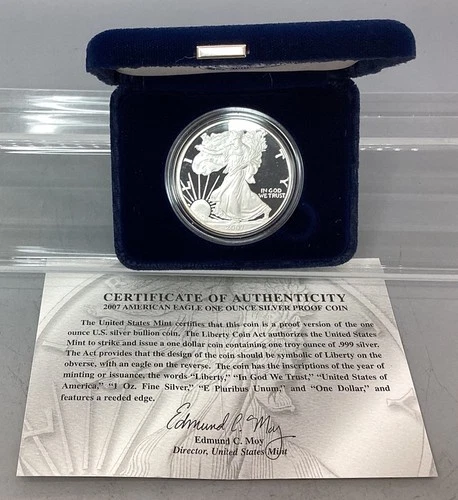 2007 W Proof American Silver Eagle - With Box & CoA