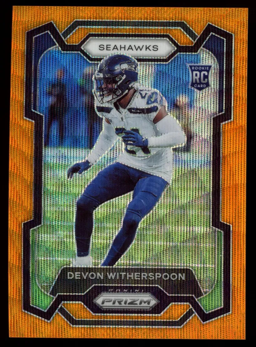 DEVON WITHERSPOON 2023 Panini Prizm Orange Wave Rookie /60 #389 Seahawks