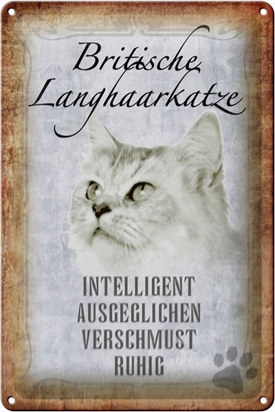 Schild Blech 20X30Cm - Made In Germany - Spruch Britische Langhaarkatze Metall D-image