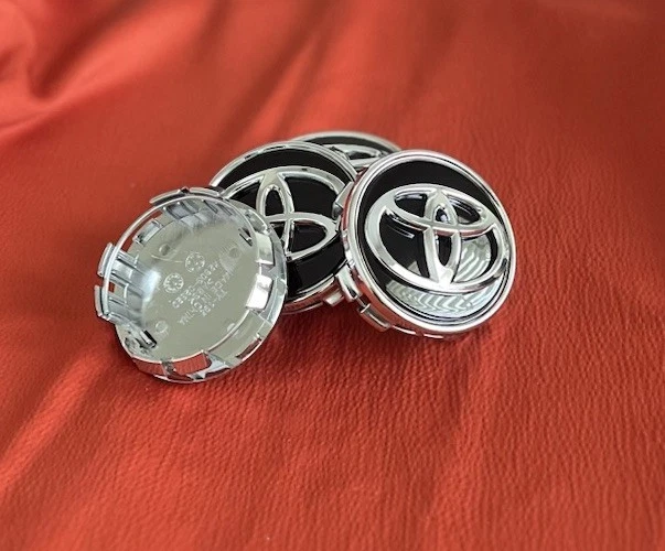 4x Tapas centrales de rueda Toyota 62 mm negro/cromo para Camry Corolla Highlander Foto 4 de 4