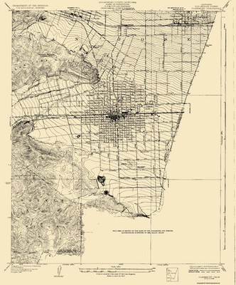 Topographical Map - Claremont California Quad - USGS 1928 - Vintage Wall Art