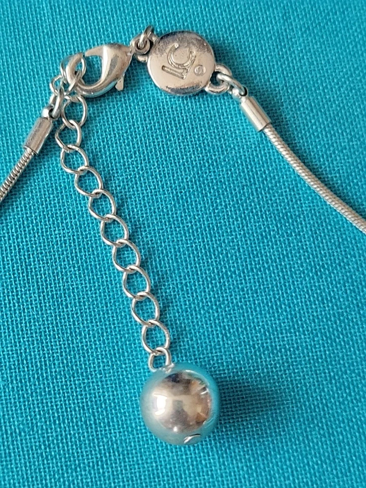 Collar LC Liz Claiborne Para Mujer Grueso Tono Plateado ~ 21" Firmado De Colección Foto 4 de 4