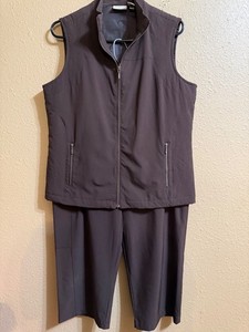 CHICO'S ZENERGY 2 PIECE SET CHICO'S SZ 1 (MEDIUM) BROWN CAPRI & VEST