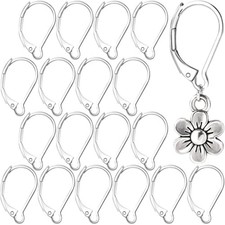 20 Pcs Stainless Steel Leverback Earring Hooks, 0.6"x0.4", Silver Silver 20pcs
