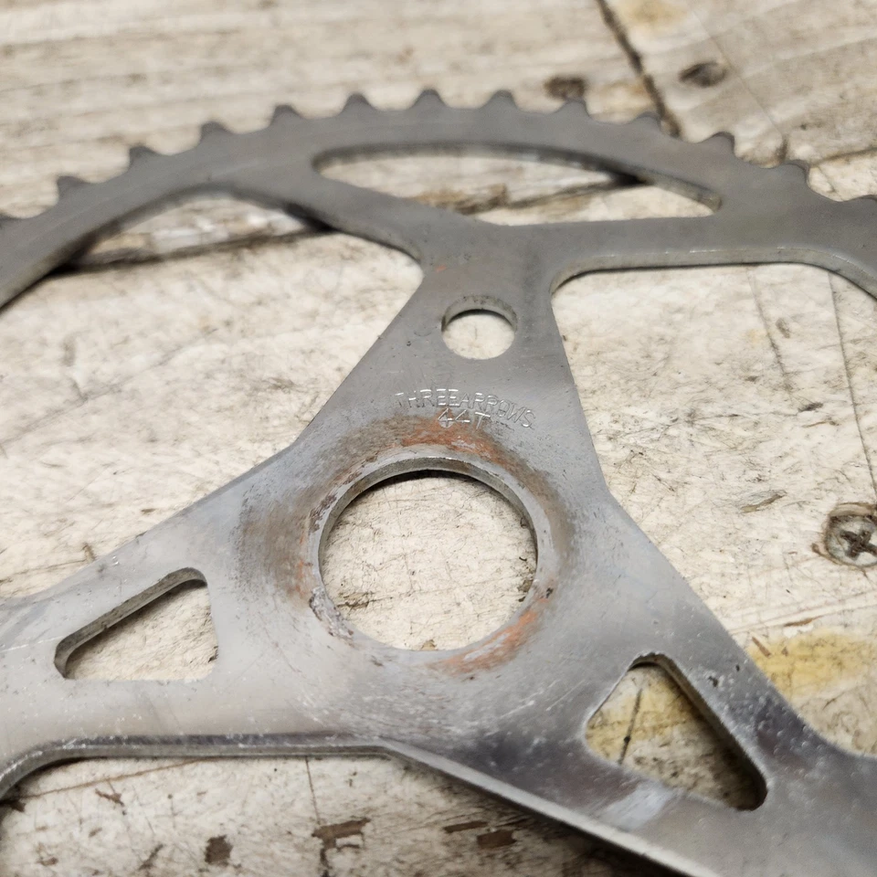 Plato de piñón de 44 dientes estampado tres flechas de la década de 1980 Old School BMX Cycle Pro Foto 2 de 4