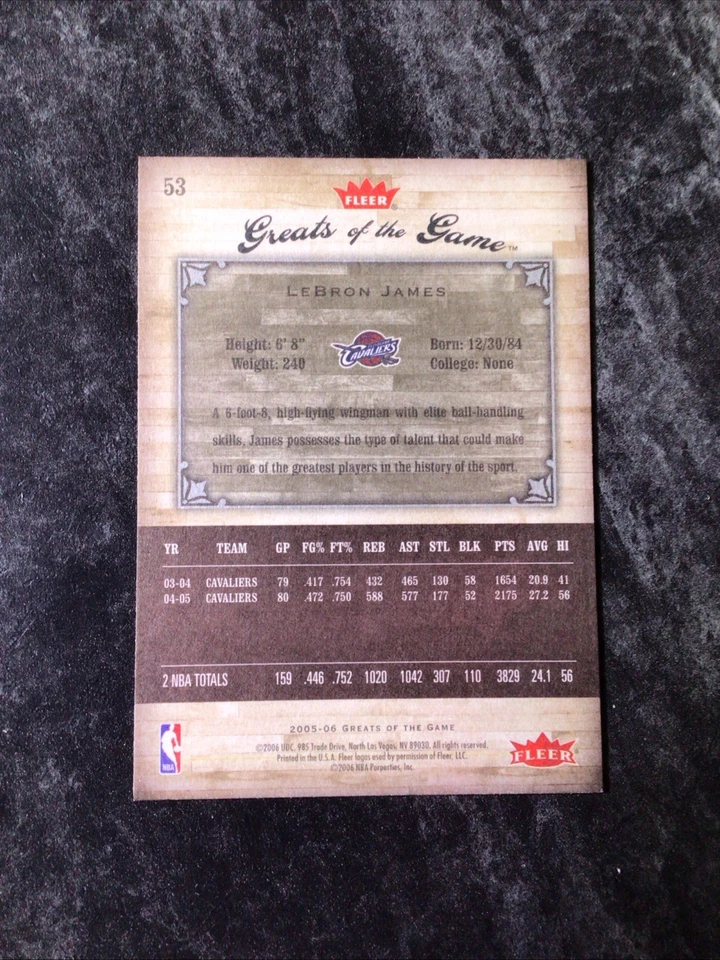 2005-06 Fleer Greats of the Game #53 LeBron James - Image 2 of 2
