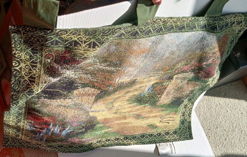 Thomas Kinkade Tapestry Painter Of Light Wall hanging 36” x 26” No Dowel