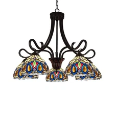 Chloe Lighting Serenity Victorian 5-Light Tiffany Chandelier, Bronze, 27" Wide