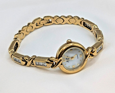 Madison Gems Vintage Women's Watch CZ Gold Plated Qtz Japan Movt Needs Battery