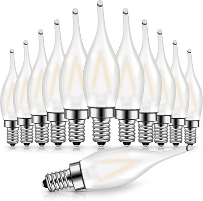 12 Pack Frosted LED Candelabra Bulbs, Night Light Bulb 15 Watt Equivalent 1.5W E