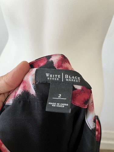 white house black market Pink Black Pleated Floral Skirt Straight Pencil Skirt 2 - Picture 2 of 9