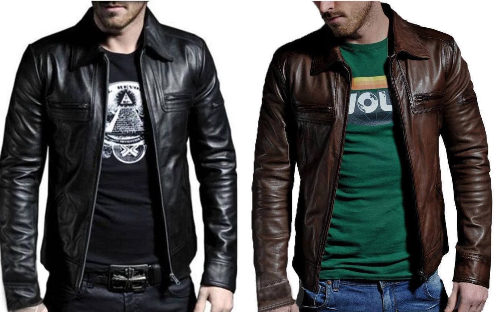 Men's Vintage Café Racer Distressed Brown Real Leather Biker Collard Jacket