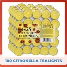 100 Prices Citronella Tealight Candles Outdoor Garden Home Insect Fly Repeller