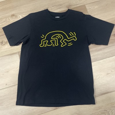 Uniqlo UT Keith Haring Art DV8 Bend T-shirt Mens Medium Black Yellow M