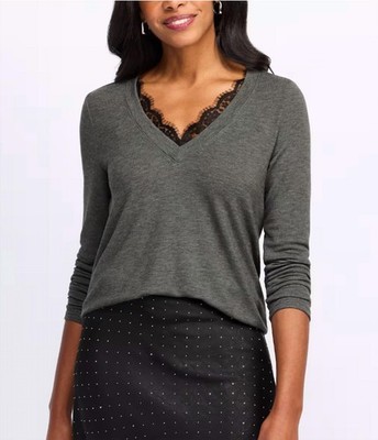 Michael Stars Bebe Glam Tahoe V With Lace Top Charcoal