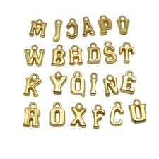 200 Assorted Metallic Gold Acrylic Alphabet Letter Charm Pendants 13mm