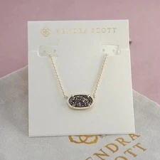 Kendra Scott Elisa Short Pendant in Gold Platinum Drusy