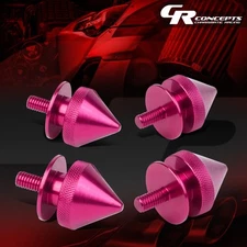 4x PINK 24MMx28MM ALUMINUM QUICK RELEASE FASTENER BUMPER FENDER SPIKY LIDS KIT