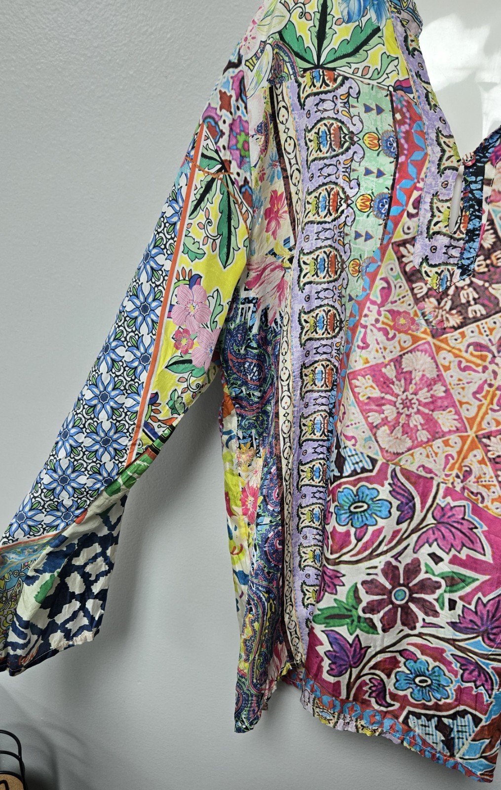 Johnny Was Multi Colored Patterned Silk Tunic Siz… - image 2