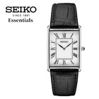 [☆New] SEIKO Essentials SWR Series Silver x Black Leather Quartz Men's Watch