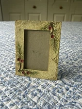 Resin Photo Frame Evergreen Bows And Pine Cones For 3.5” X 5” Photo -Rustic