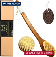 Natural Stiff Sisal Bath Brush with Long Anti-Slip Handle Pumice Stone - Exfol