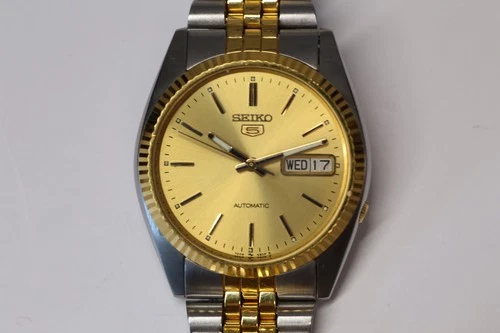 SERVICED Vintage 1982 Seiko 5 7009-3110 Automatic Day Date Gold Men'