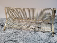 Vintage Mid Century Modern Brass Wire Vinyl Record Rack LP Storage Holder MCM