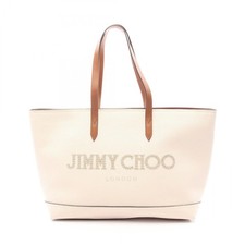 Borsa a tracolla JIMMY CHOO Tote Bag tela pelle beige marrone usata donna
