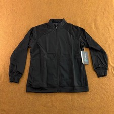Scrubaid Womens L Black 1383BLK Performance Full Zip Warm Up Scrub Jacket NWT