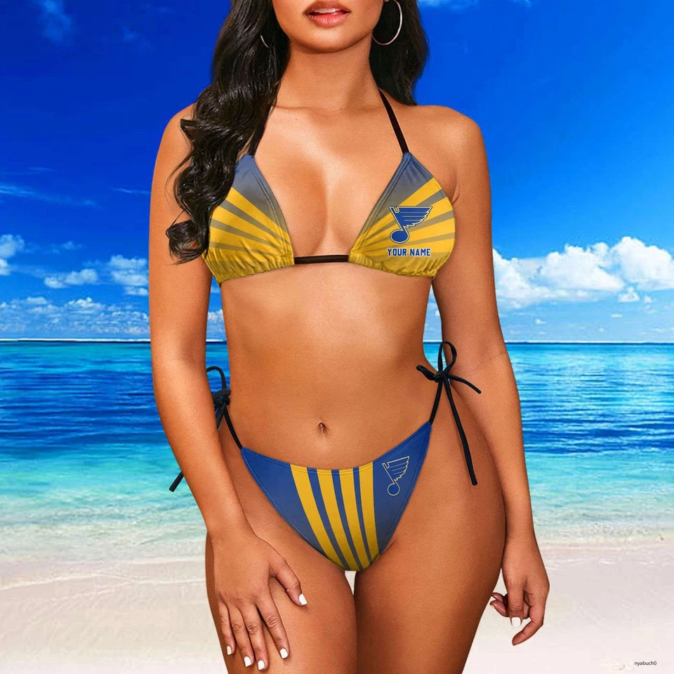 Bikini azul St. Louis personalizado, bikini ajustable de 2 piezas regalos para abanico Foto 3 de 4
