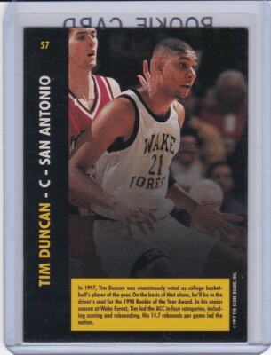 TIM DUNCAN ROOKIE CARD Wake Forest 1997 BASKETBALL RC San Antonio