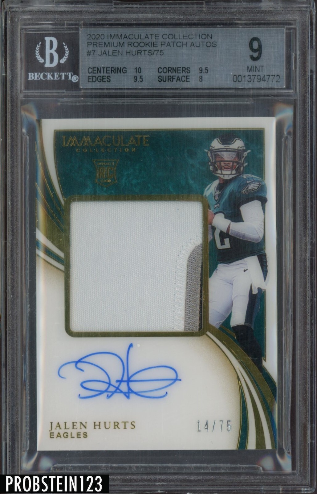 Jalen Hurts Panini Immaculate Collection Dual Jerseys #DJ7 Platinum
