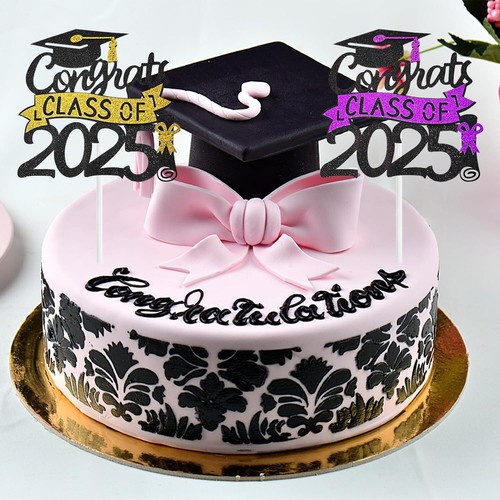 1 Pack 2025 Class Of cake Topper Glitter Congrats Grad Cake DecorGraduation C... - Picture 3 of 7