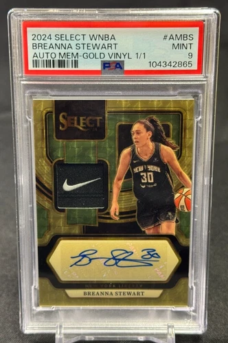 Breanna Stewart #1/1 Gold Vinyl Auto PSA 9 MINT 2024 Select WNBA New York AMBS
