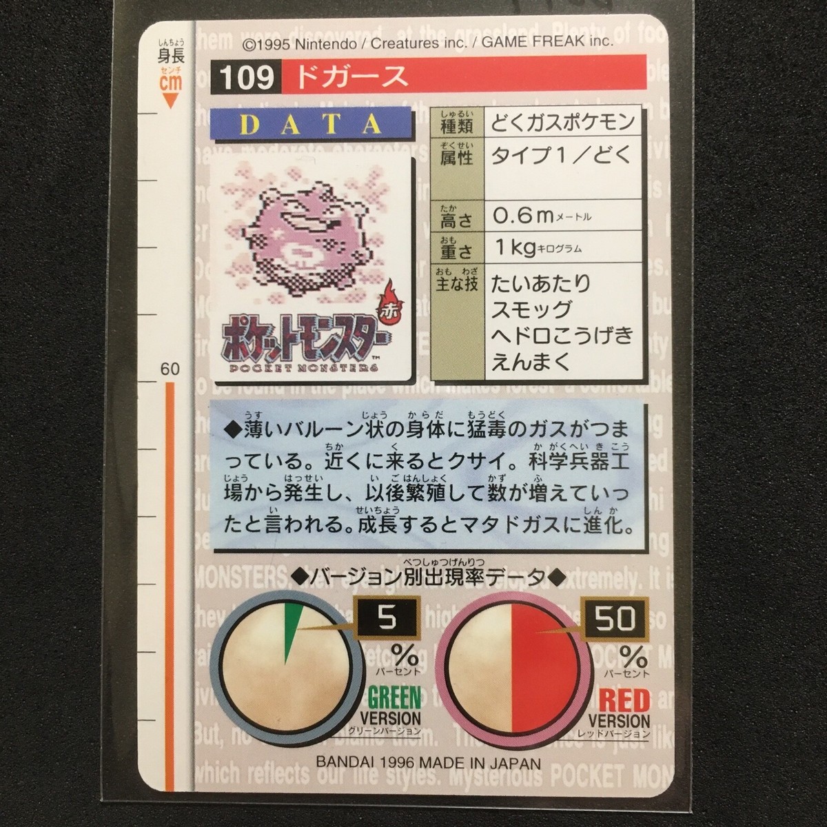 Pokemon Bandai Rare Vintage Card1996 109 Koffing B549 | eBay