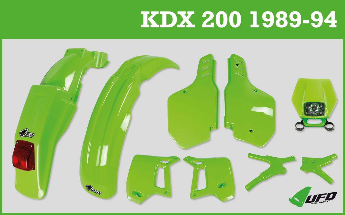 UFO Kawasaki KDX 200 (89-94) Enduro Plastic Kit,Halogen headlight