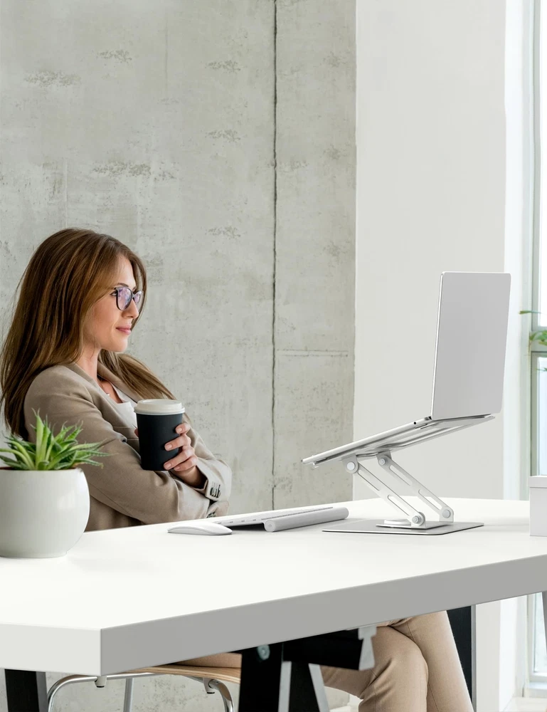 Laptop Stand for Desk with 360° Rotating Base Multi-Angle Adjustable Laptop S...