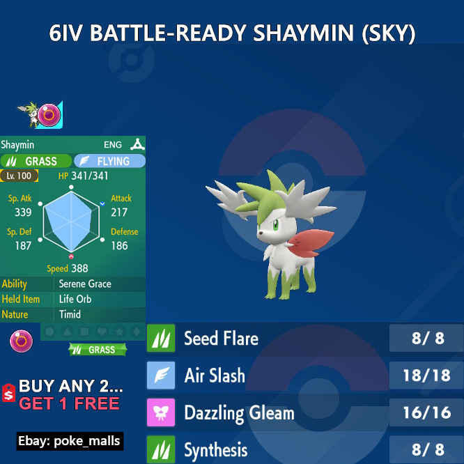 SHAYMIN SKY, 6IV TIMID, BATTLE-READY MYTHICAL, Pokemon Scarlet and  Violet