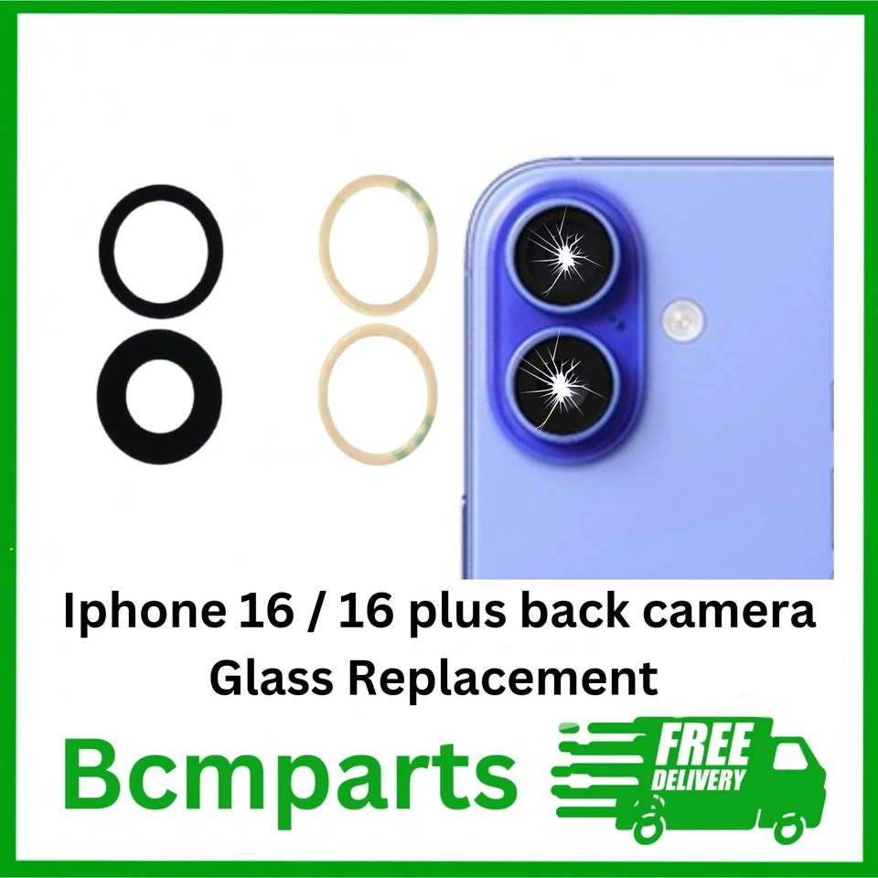 BCMPARTS For iPhone 16/16 Plus Camera Lens Replacement Rear Back Camera Glass