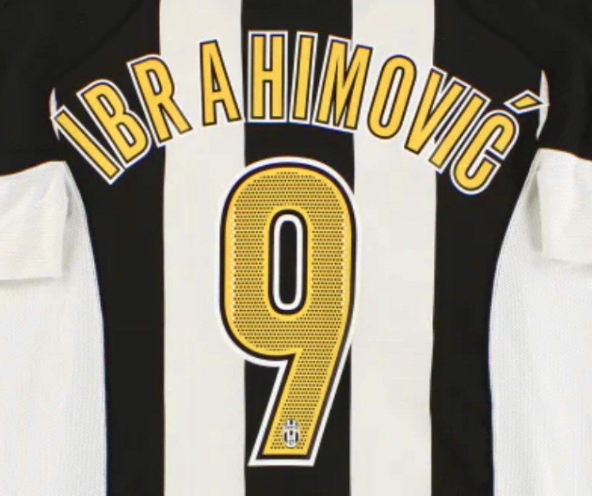 Juventus IBRAHIMOVIC #9 home name print and number 2004/05 Heat