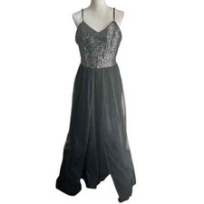 Giffniseti Black/Silver Sequin Asymmetrical Prom Dress