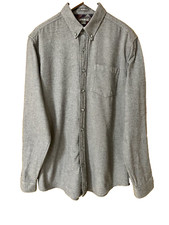 EDDIE BAUER Shirt Men's TL Tall Large Gray Relaxed Fit Long Sleeve Flannel EUC