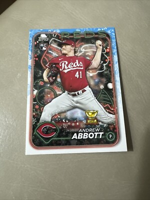2024 Topps Holiday Andrew Abbott Rookie #H82 Cincinnati Reds Baseball Card